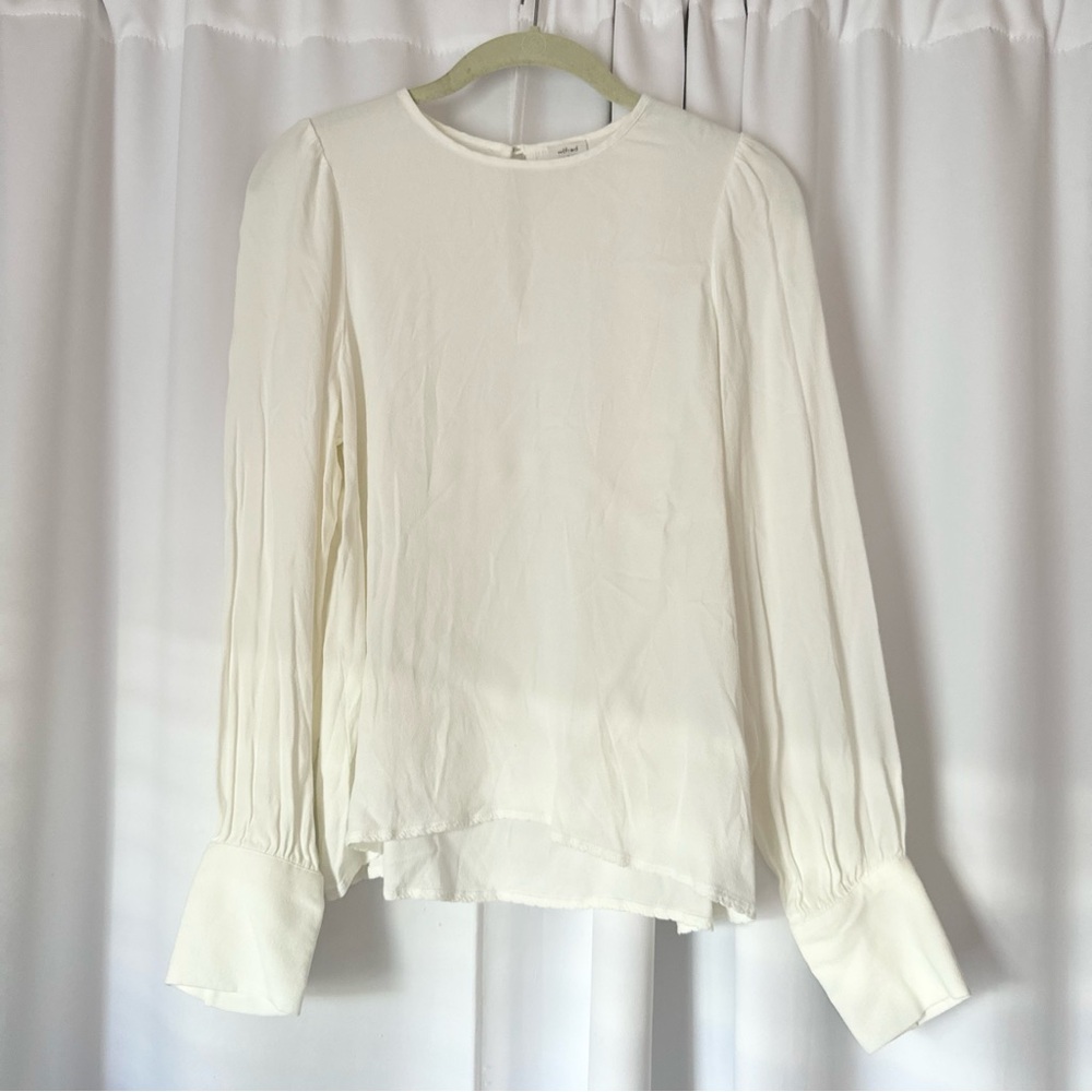 Wilfred Cream White Long Sleeve Plain Keyhole Blouse Size Small